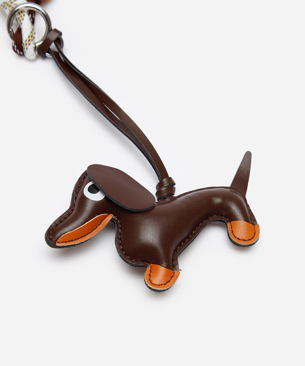 chaveiro bag charm cachorro e cordas colorido