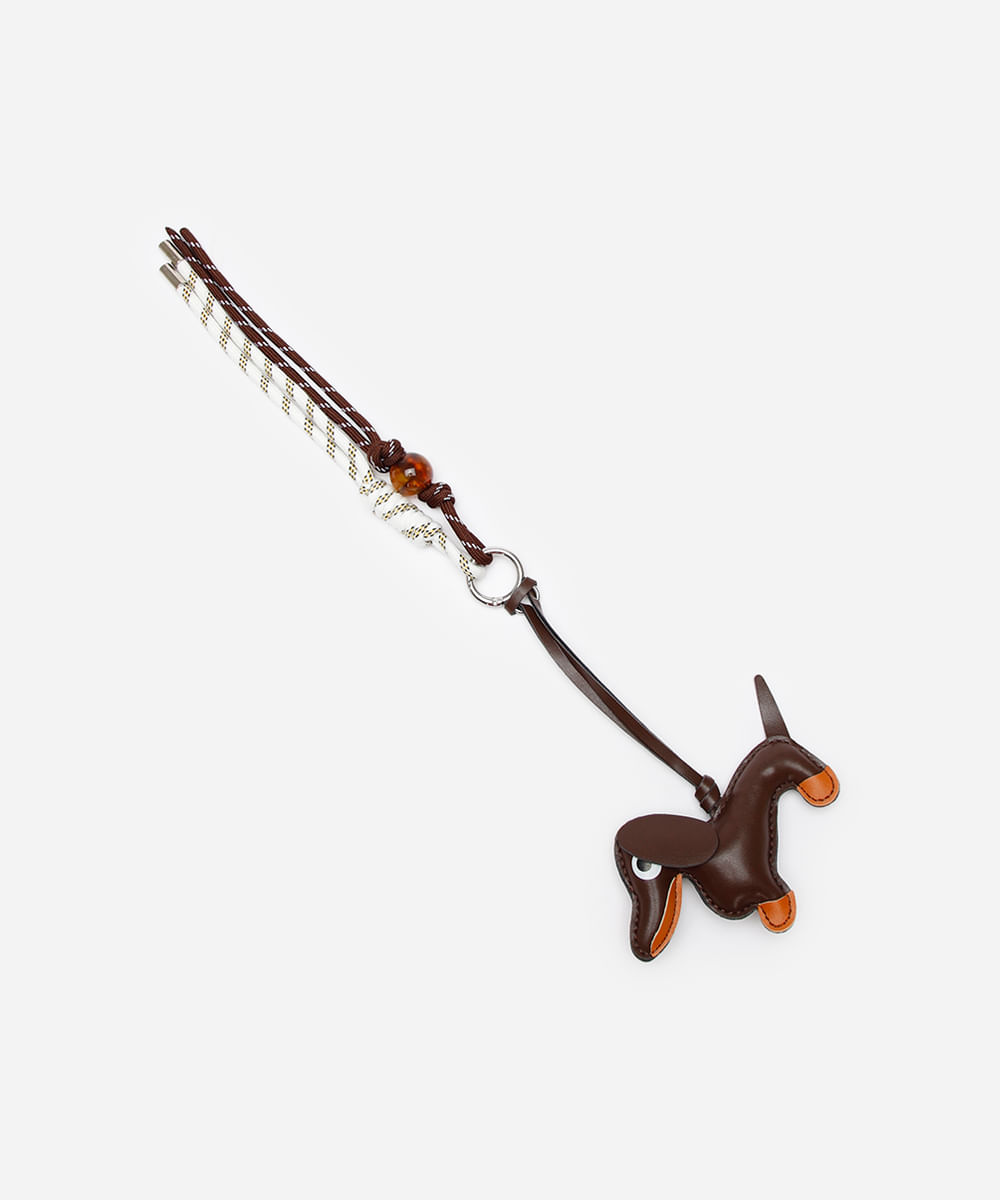 chaveiro bag charm cachorro e cordas colorido