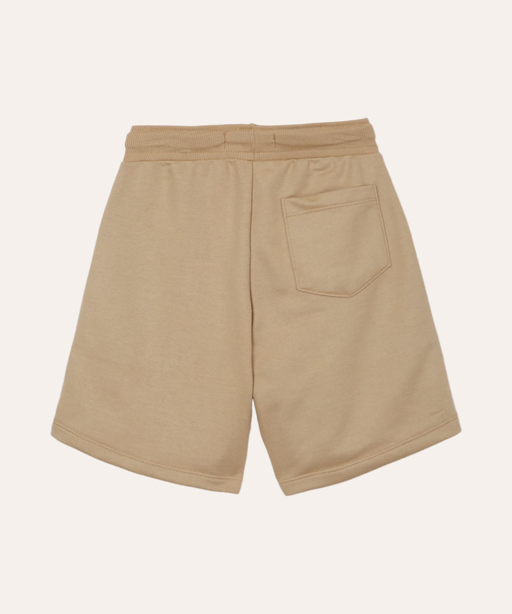 bermuda de moletom infantil com recortes bege