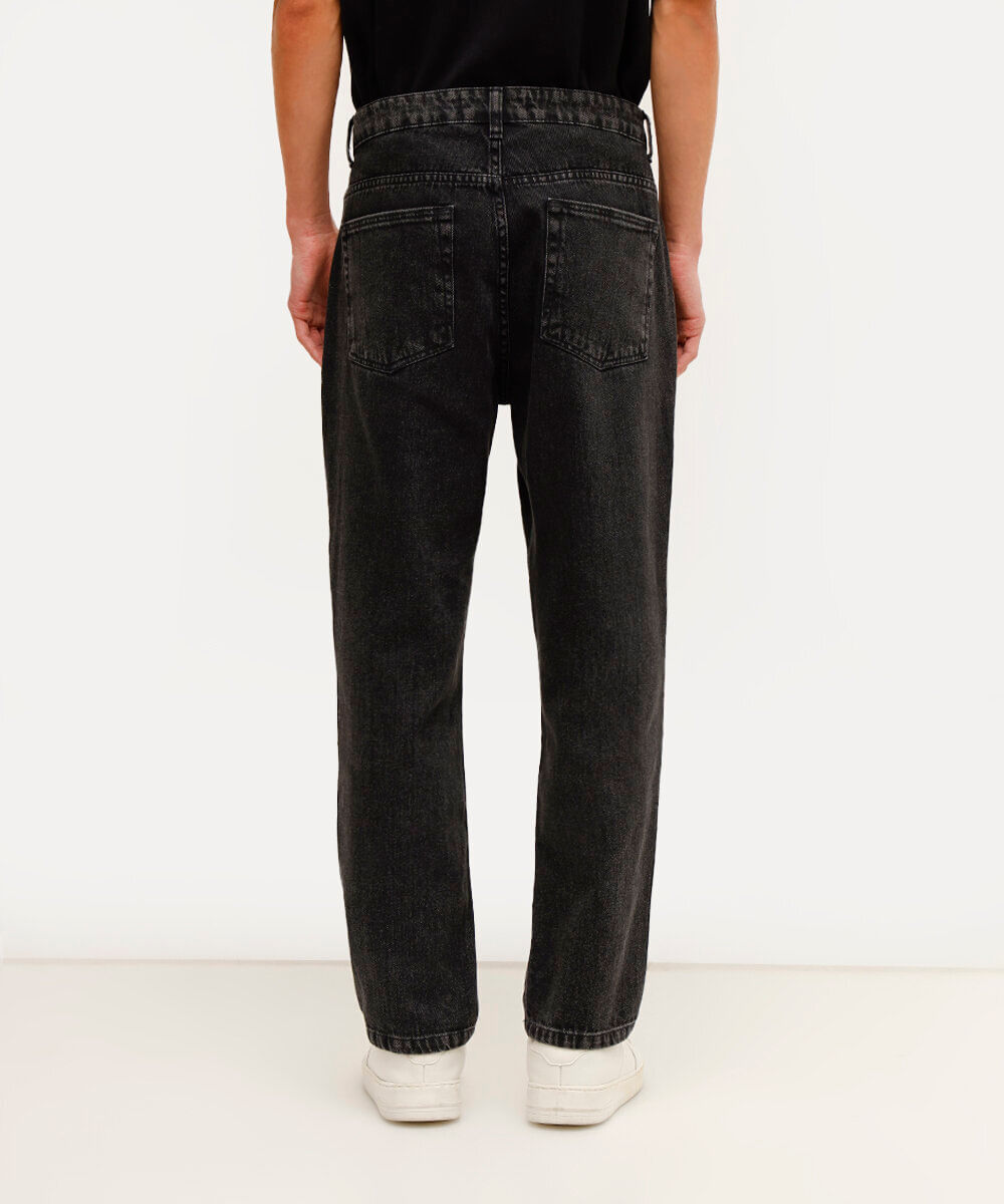 calça reta masculina jeans com pregas daniel ueda preta