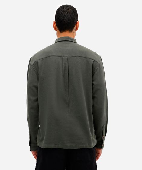 camisa masculina de algodão manga longa texturizada verde