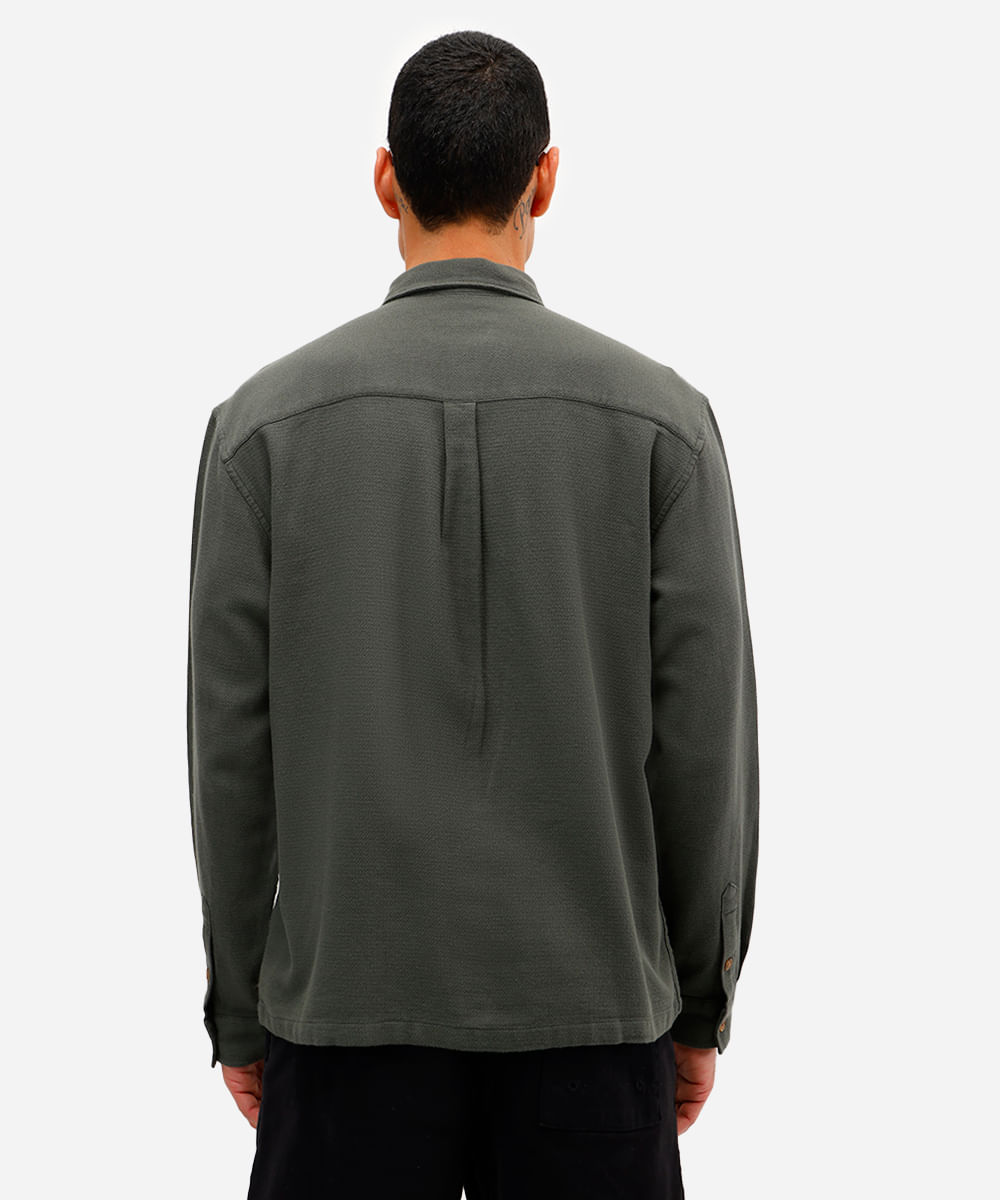 camisa masculina de algodão manga longa texturizada verde