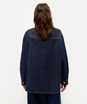 camisa feminina jeans manga longa antonio frajado azul