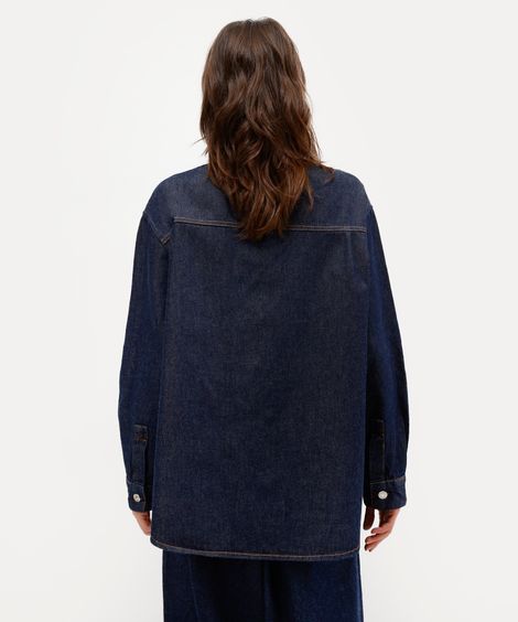 camisa feminina jeans manga longa antonio frajado azul