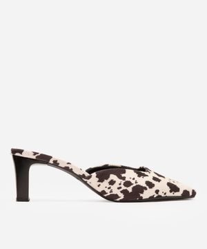 mule salto reto animal print mindset preto