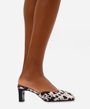 mule salto reto animal print mindset preto