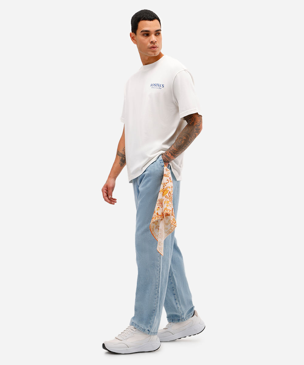 camiseta masculina de algodão estampada off white