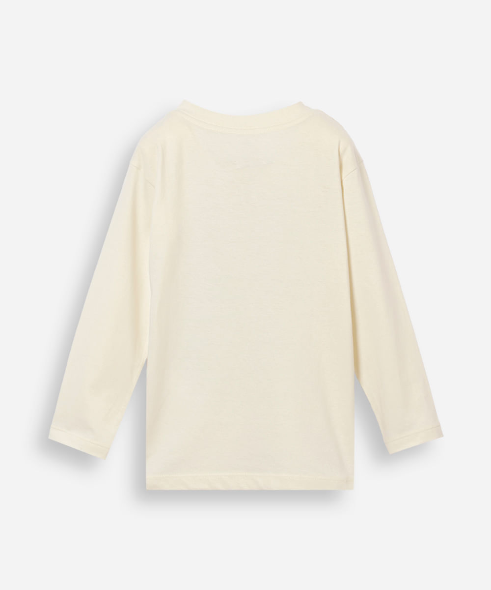 blusa infantil de algodão manga longa stitch bege