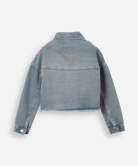 jaqueta jeans infantil com tachas azul