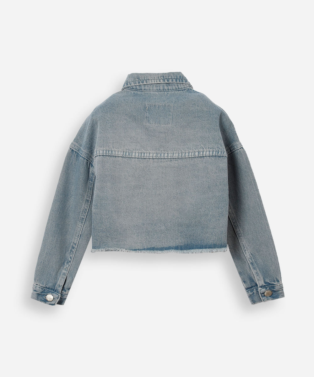 jaqueta jeans infantil com tachas azul