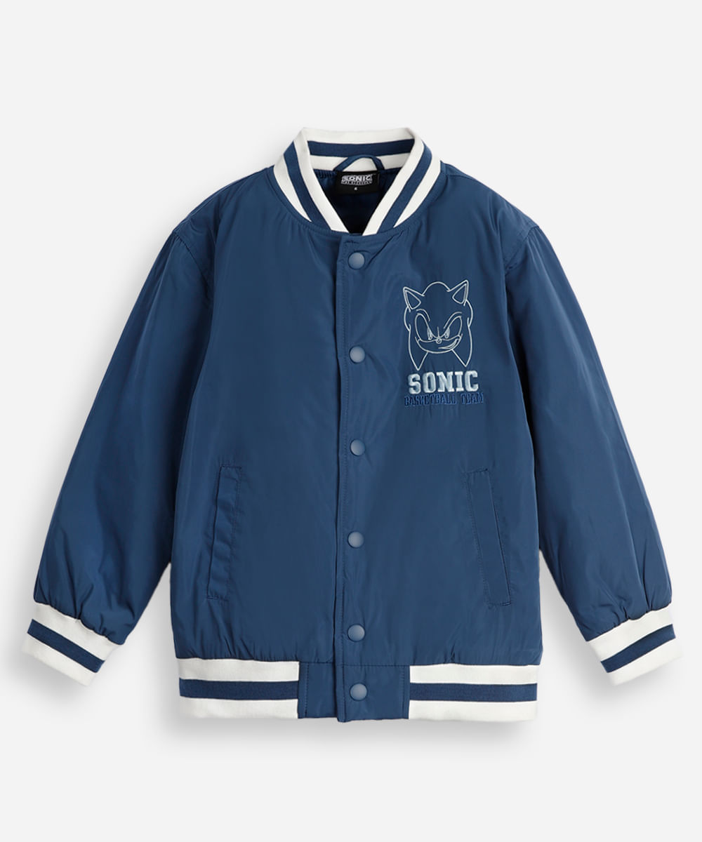 jaqueta bomber infantil sonic azul
