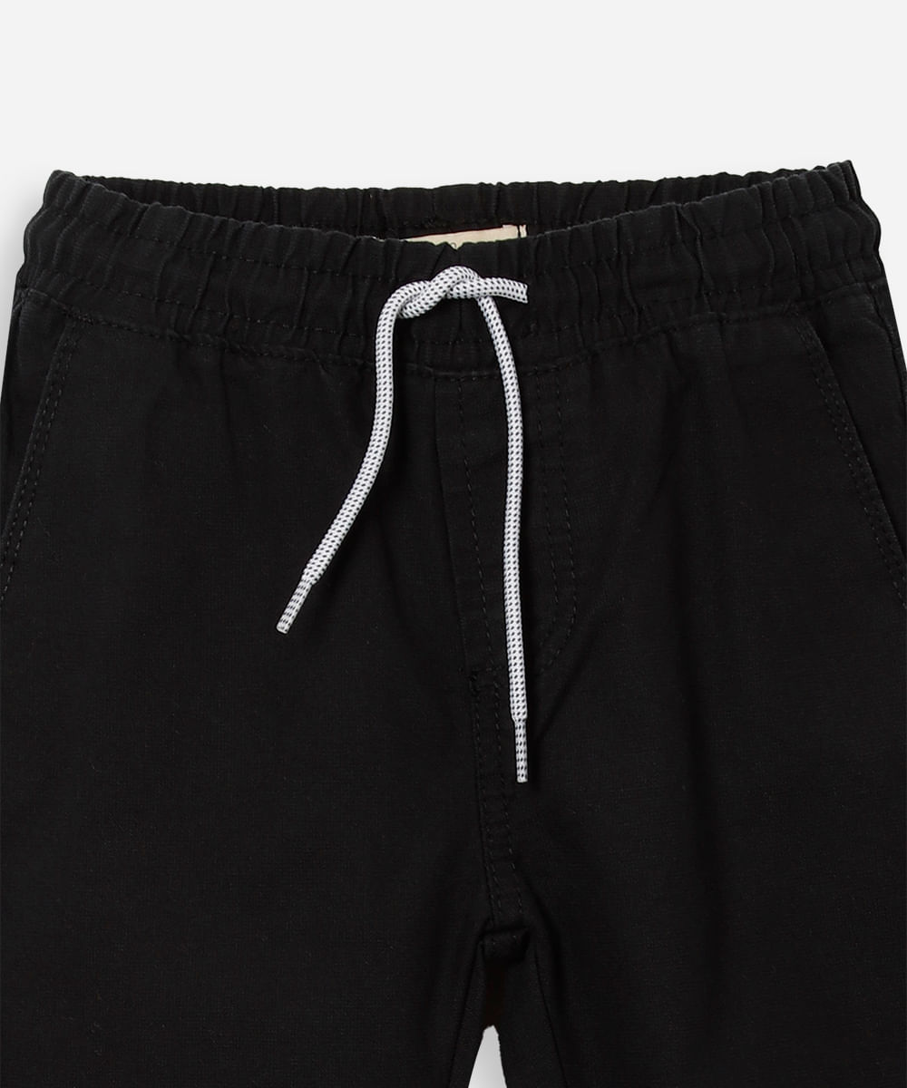 calça reta infantil jeans cós com cordão preta