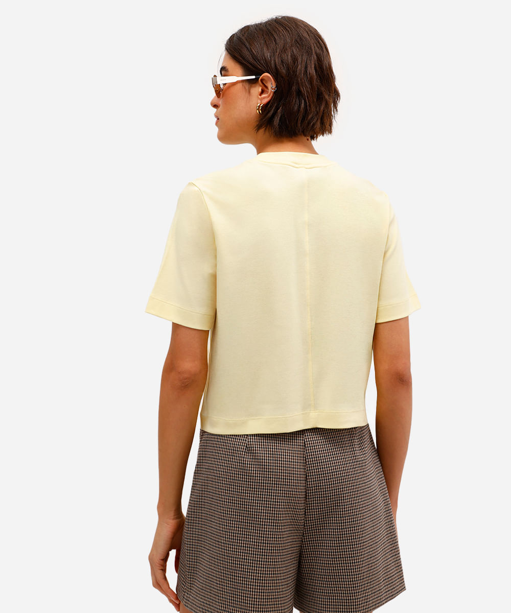 camiseta boxer feminina de algodão peruano interlock amarela