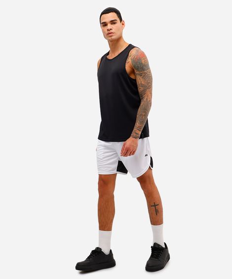 short masculino esportivo ace texturizado com recorte - branco