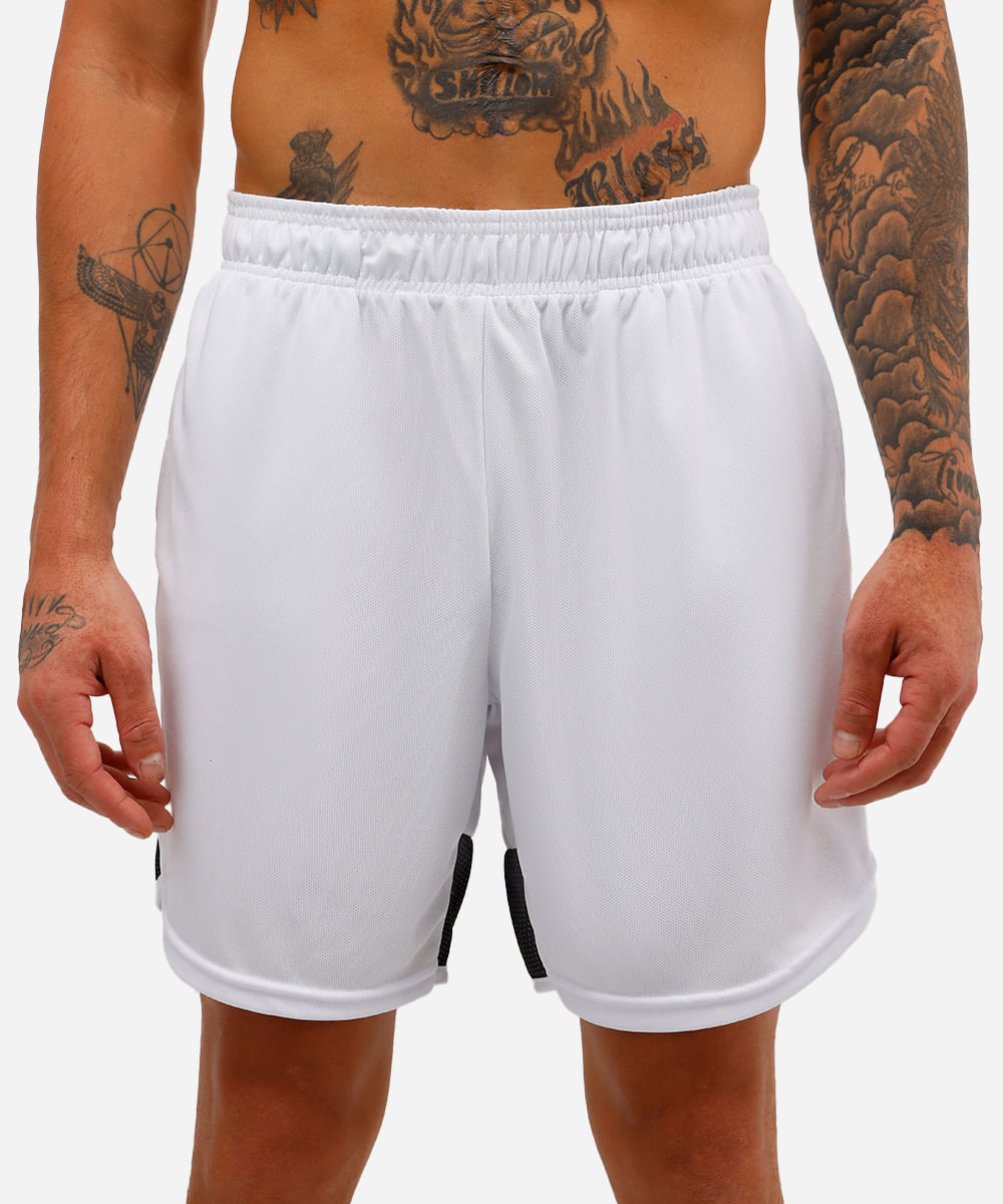 short masculino esportivo texturizado com recorte - branco