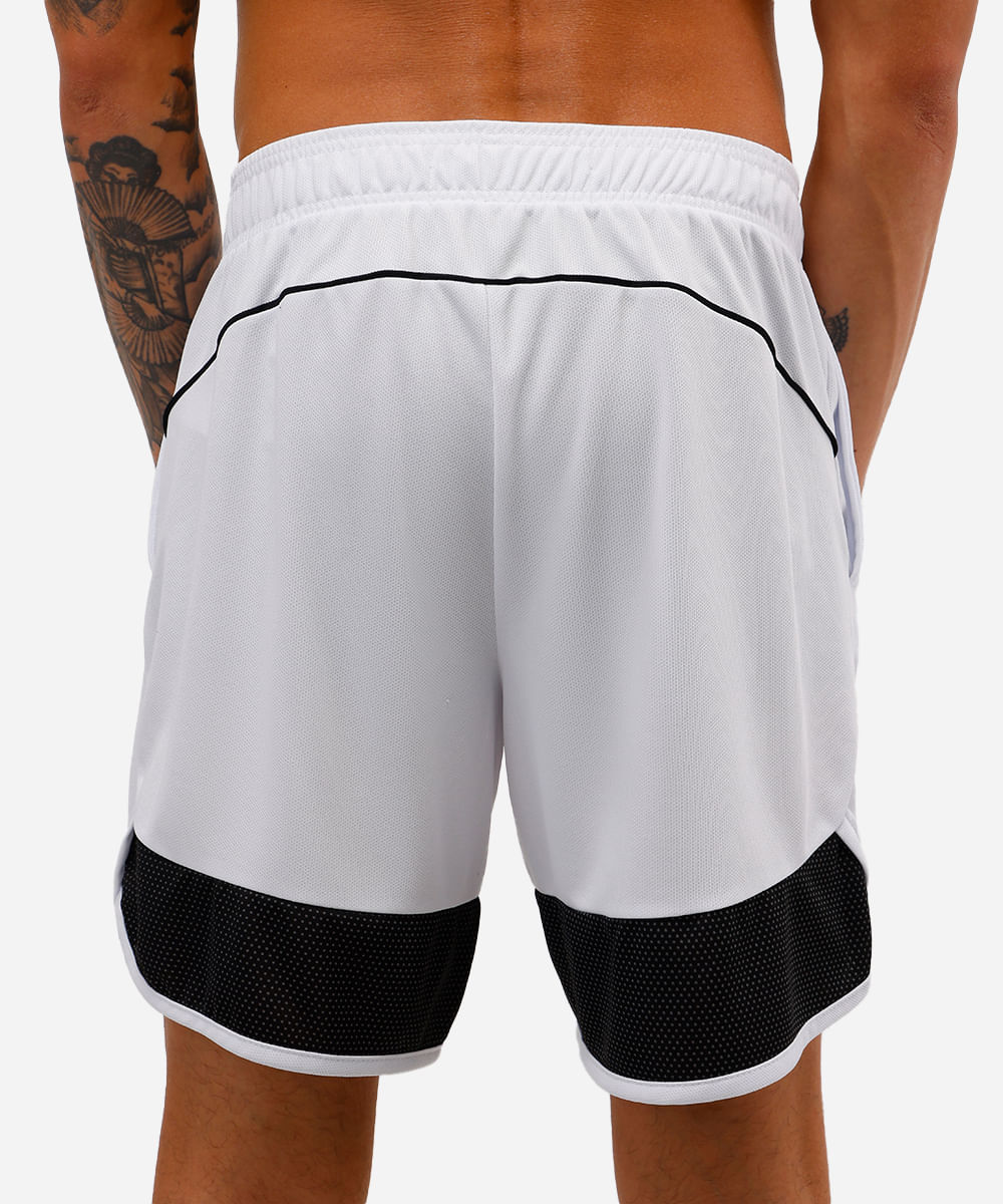 short masculino esportivo texturizado com recorte - branco
