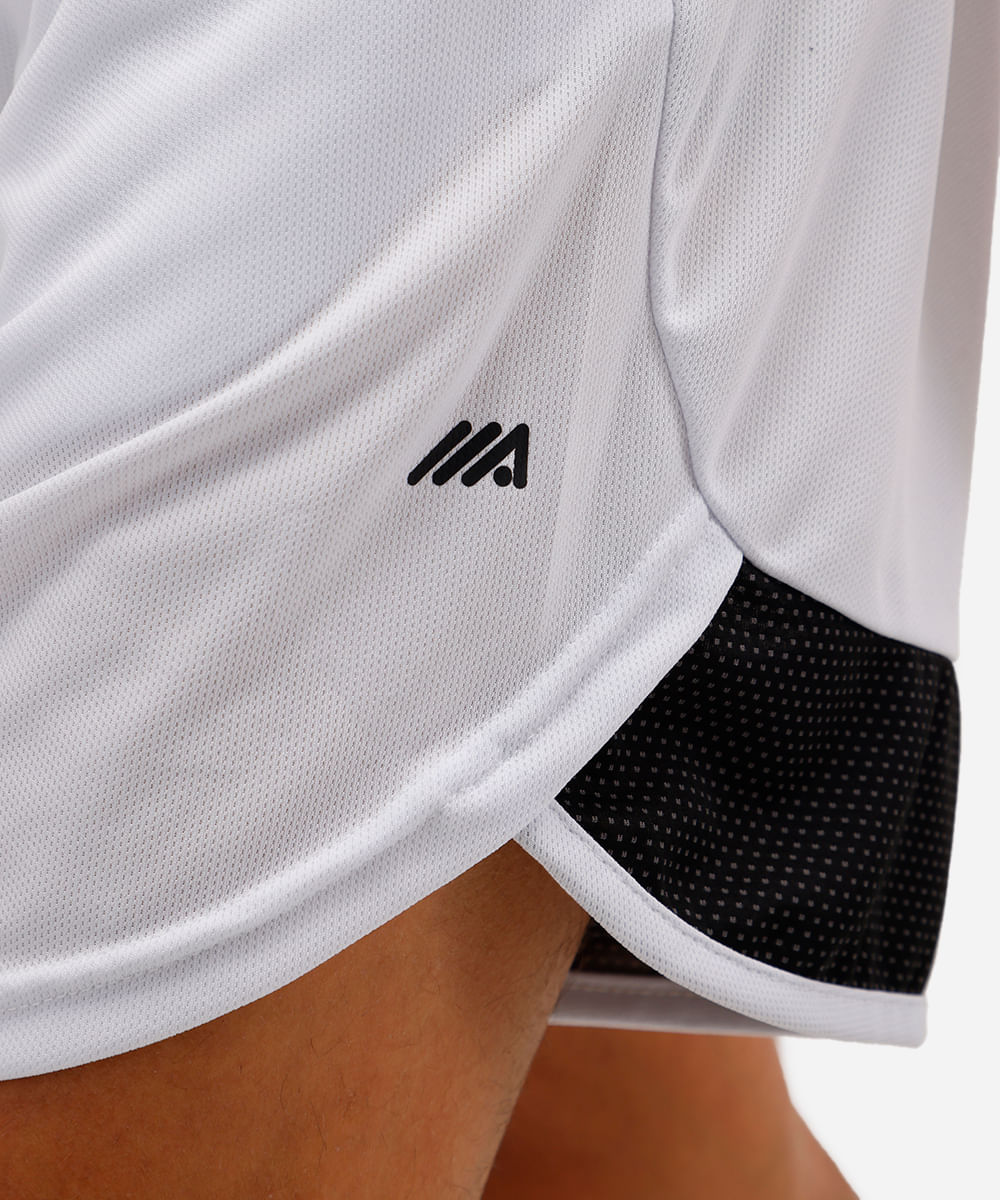 short masculino esportivo texturizado com recorte - branco