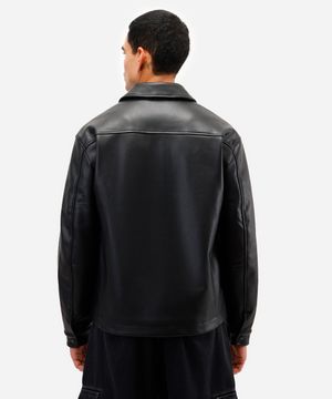 jaqueta masculina de poliuretano preta