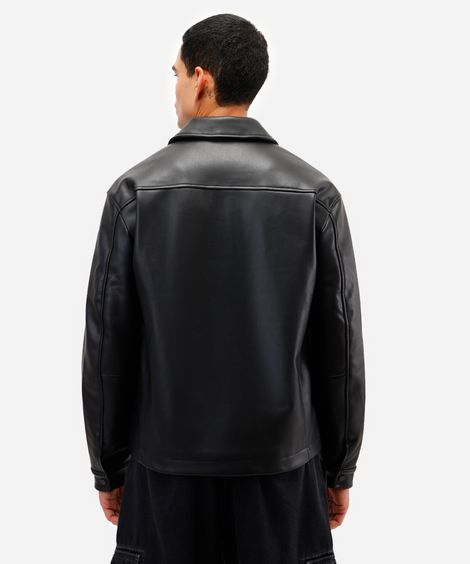 jaqueta masculina de poliuretano preta