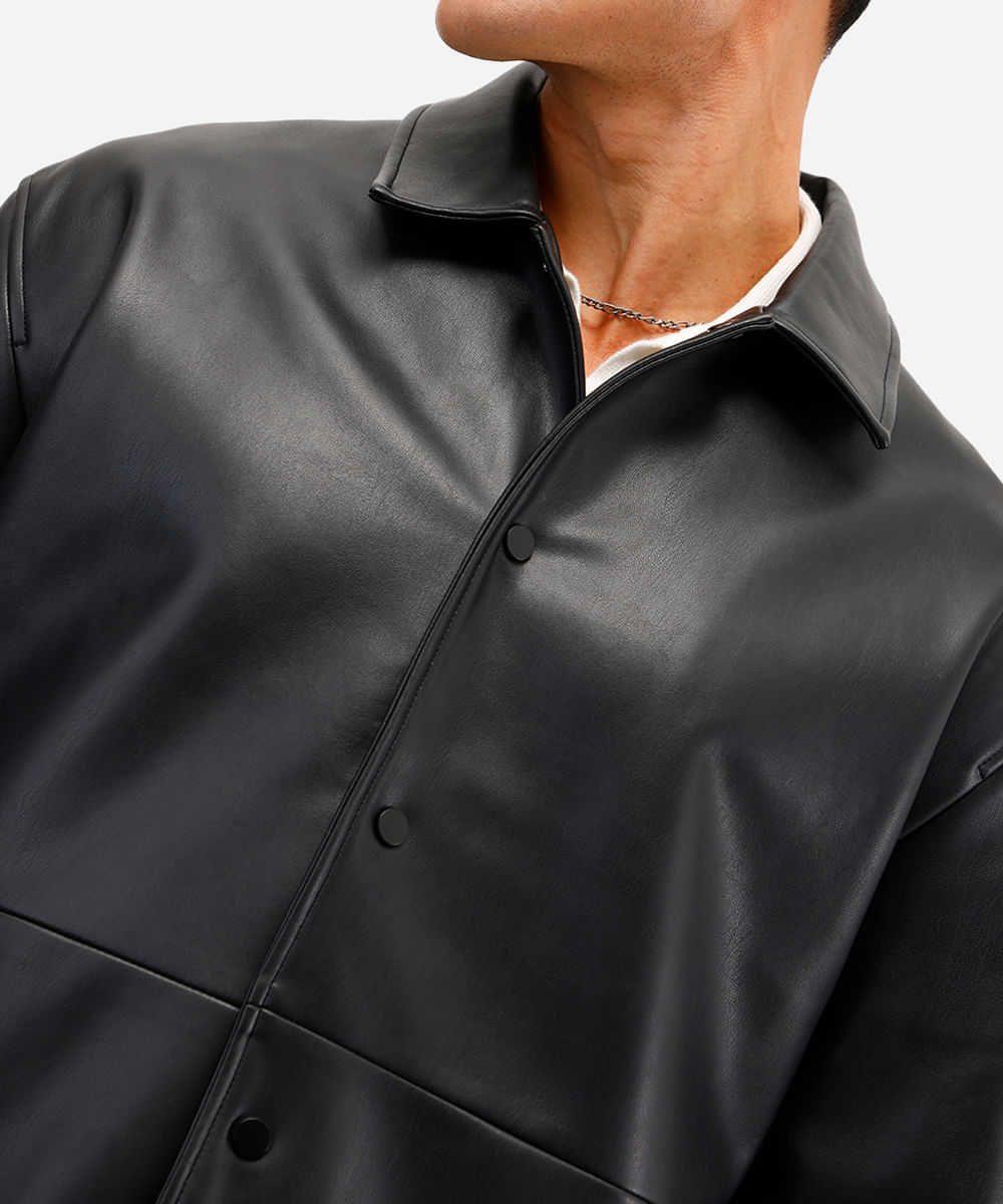 jaqueta masculina de poliuretano preta