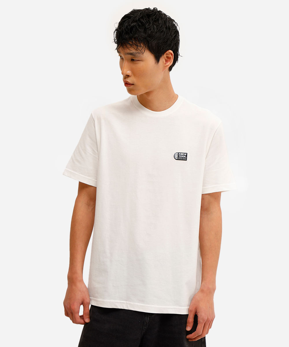 camiseta masculina de algodão new york off white