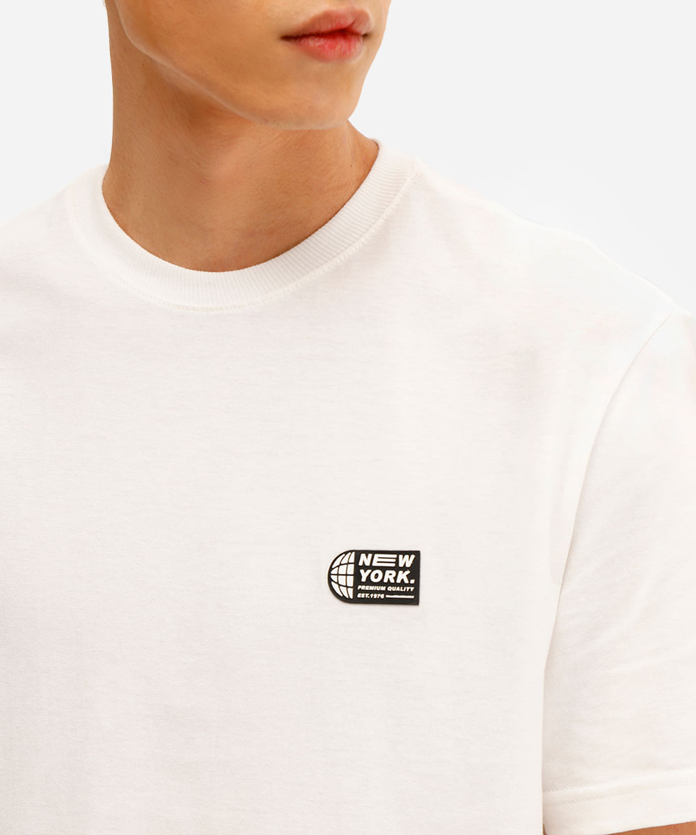 camiseta masculina de algodão new york off white