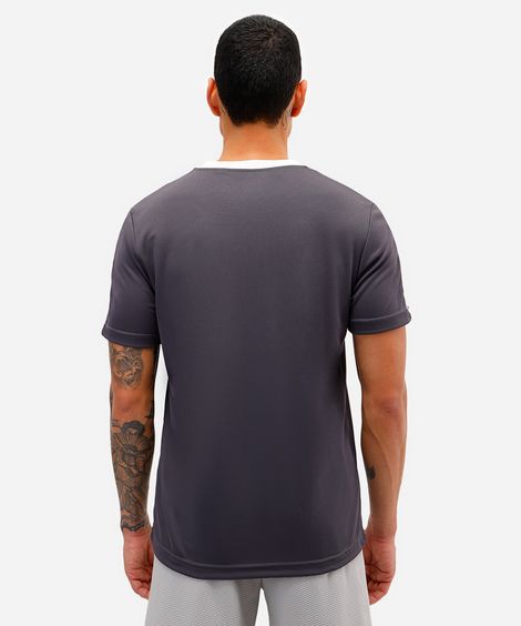 camiseta masculina esportiva com recortes new york cinza