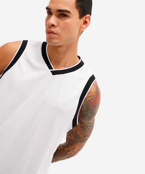 regata basquete masculina esportiva branca