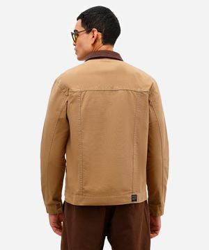 jaqueta masculina de sarja gola cotelê marrom