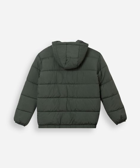 jaqueta puffer juvenil com capuz verde