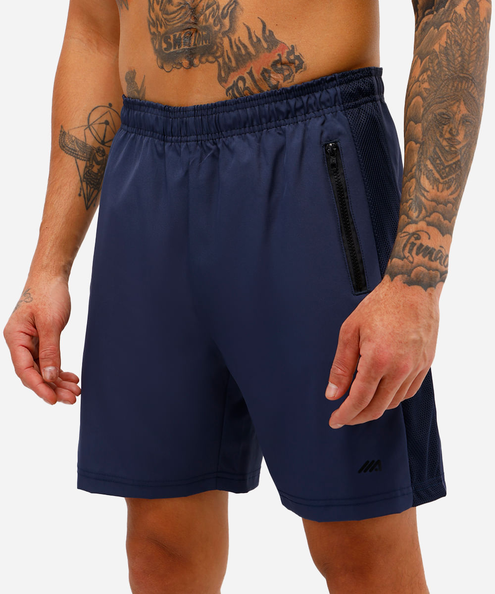 bermuda masculina com recorte lateral azul