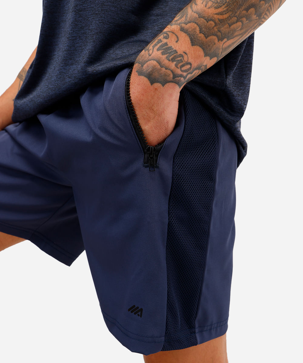 bermuda masculina com recorte lateral azul