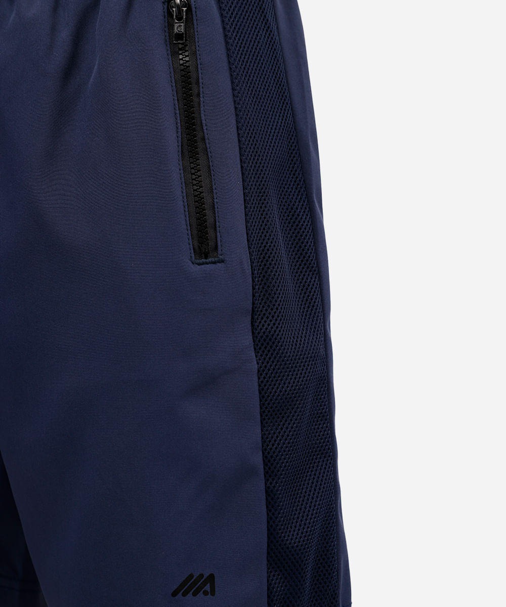 bermuda masculina com recorte lateral azul