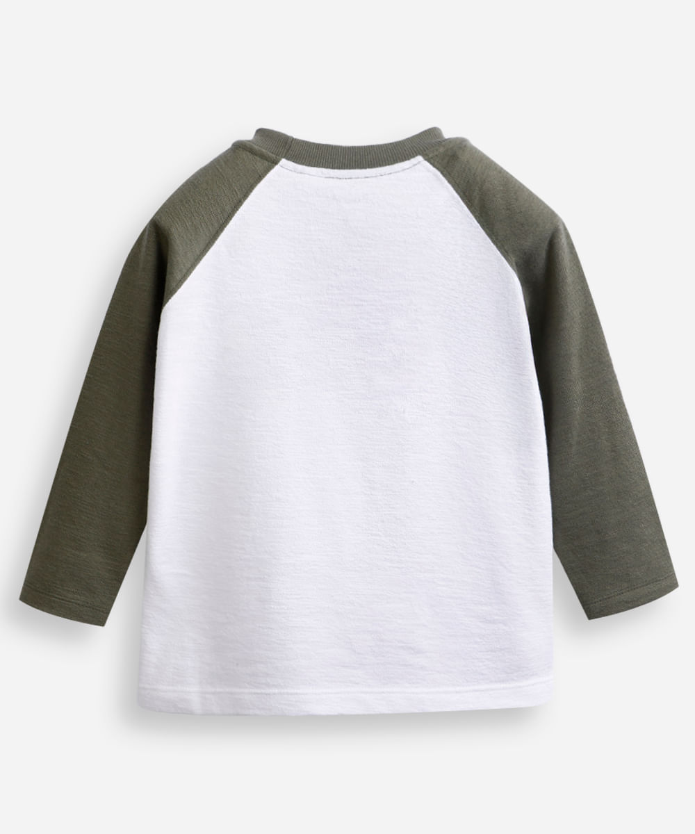 blusa infantil de algodão raglan texturizada verde