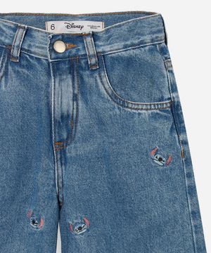 calça jeans infantil wide leg stitch azul