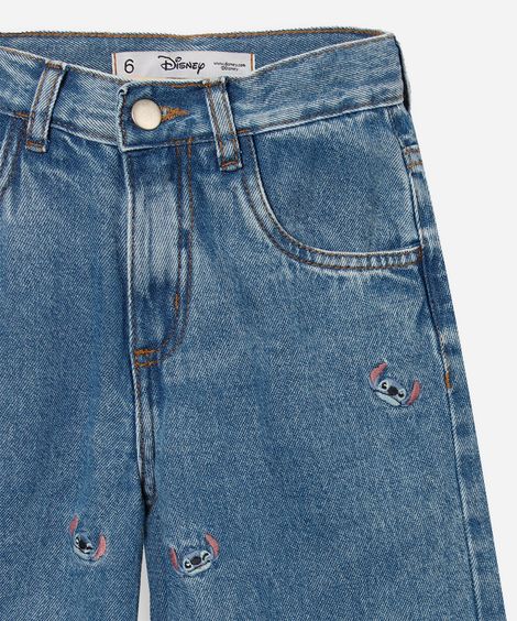 calça jeans infantil wide leg stitch azul