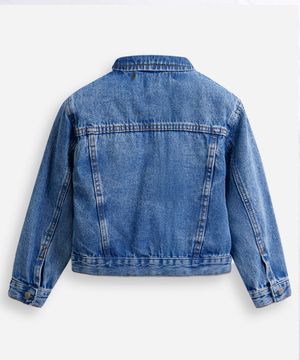 jaqueta jeans infantil manga longa stitch azul