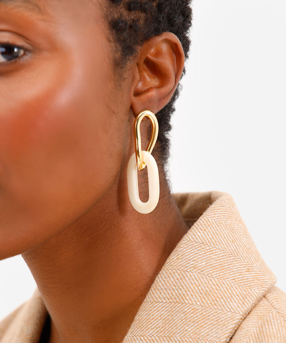 brinco banhado a ouro orgânico dourado