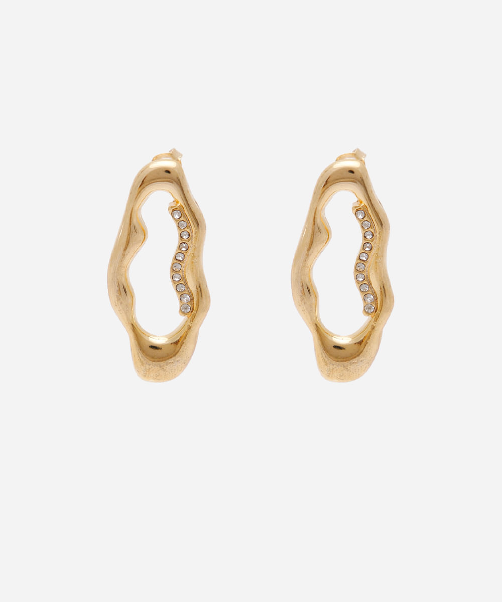 brinco banhado a ouro orgânico com strass dourado
