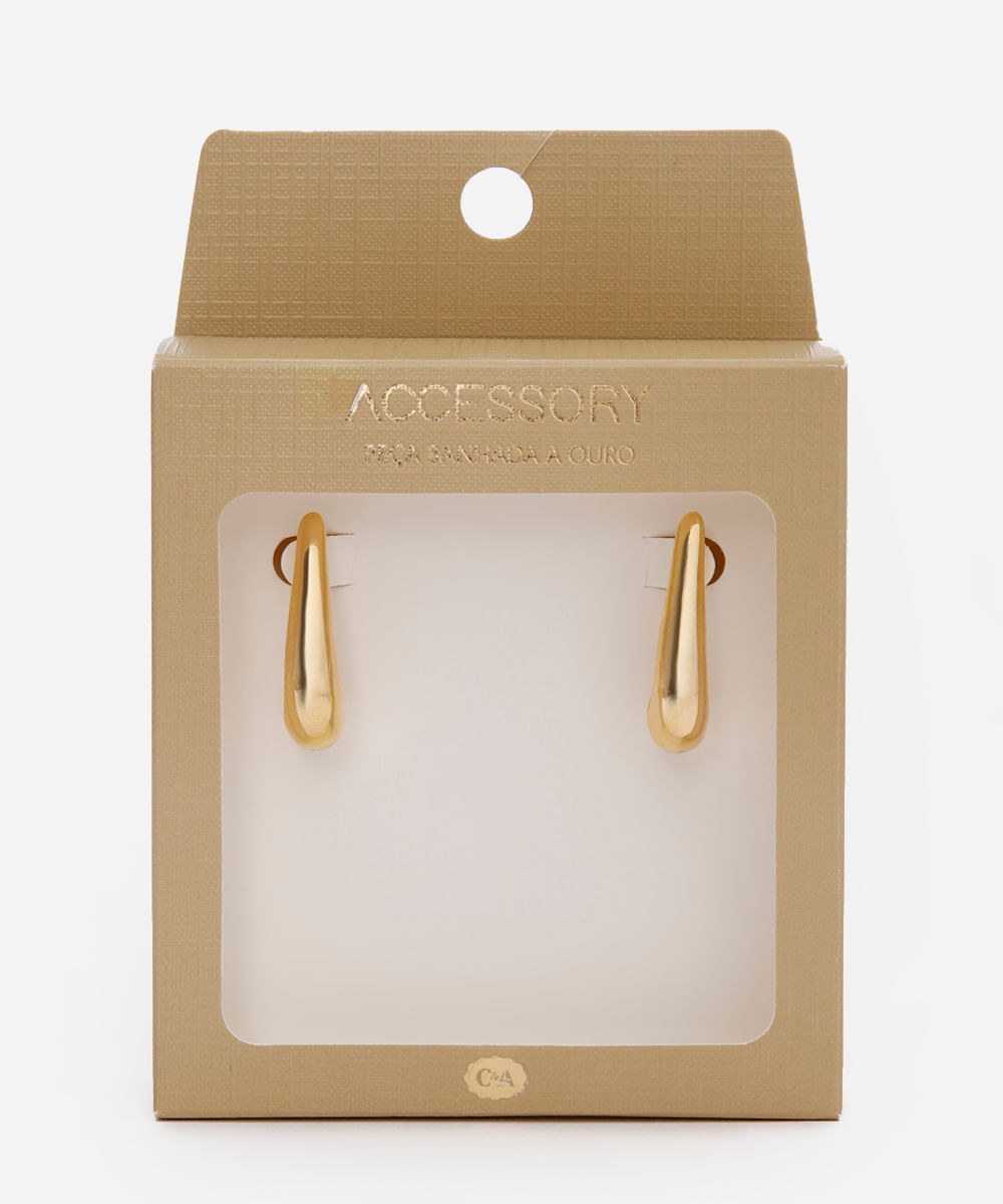 brinco banhado a ouro alongado dourado