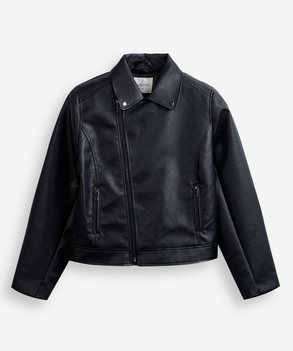 Jaqueta Preta Infantil Masculina Jaqueta Couro Feminina Infantil