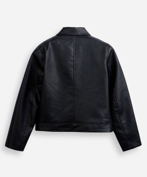 jaqueta infantil biker de poliuretano manga longa preto