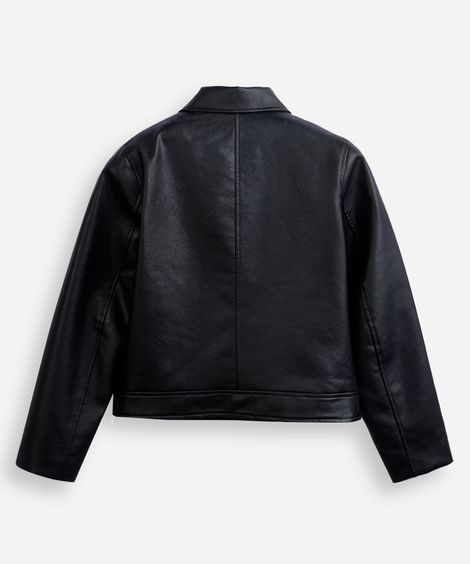 jaqueta infantil biker de poliuretano manga longa preto