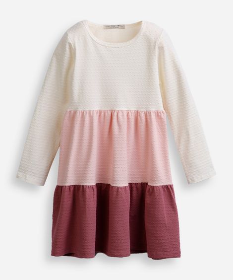 vestido infantil de algodão texturizado com recortes colorido
