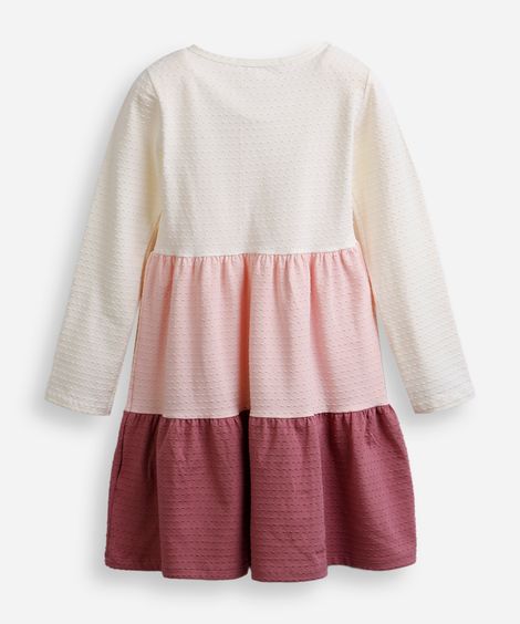 vestido infantil de algodão texturizado com recortes colorido