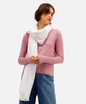 blusa básica feminina de tricot manga longa rosa