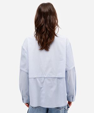 camisa unissex de algodão listrada daniel ueda azul