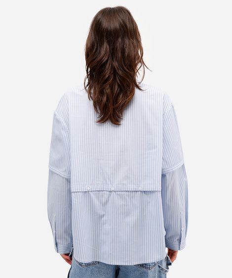 camisa unissex de algodão listrada daniel ueda azul