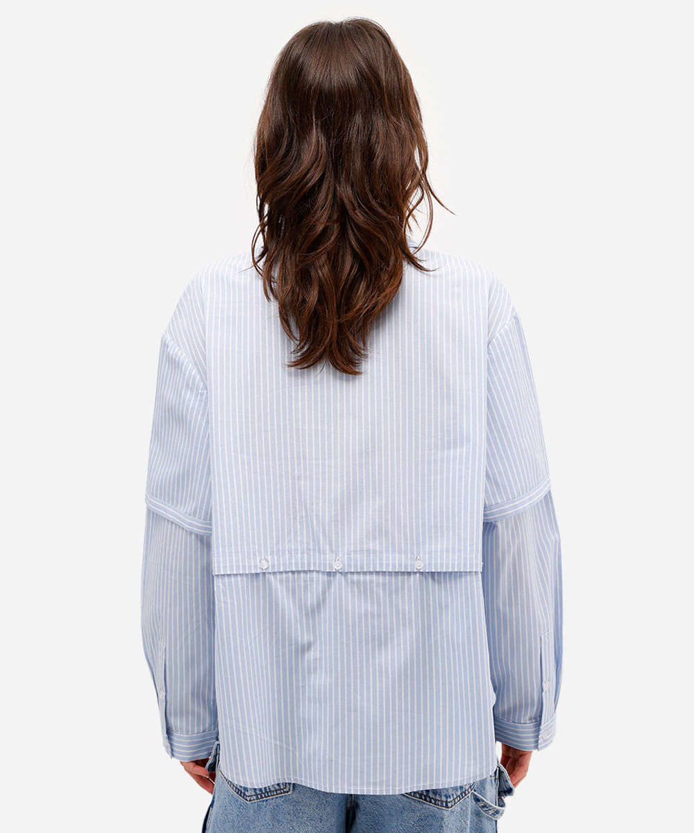 camisa unissex de algodão listrada daniel ueda azul