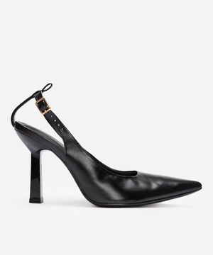 scarpin bico fino salto alto verniz oneself preto